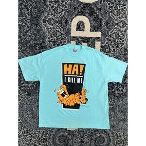 Vintage Mens Sun Sun 70s Garfield Ha! I Kill Me T-shirt  Size XL Made In USA